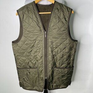 Barbour Men's Dark Green Polarquilt Waistcoat / Zip-In Liner Size Large